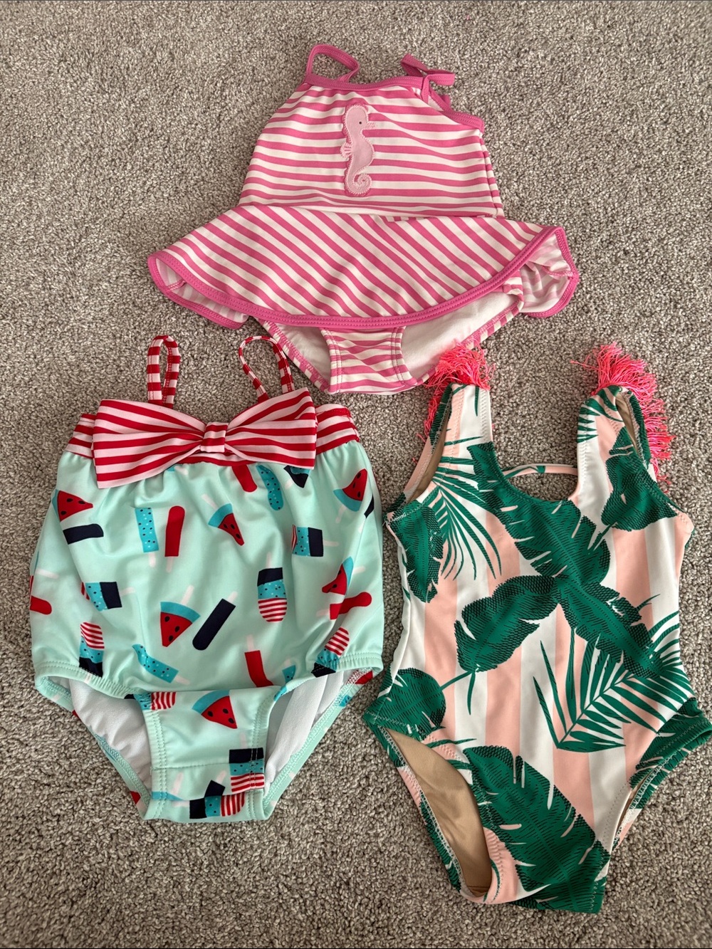 Name brand infant girls One-Piece Swimsuits bundle 6-12 months